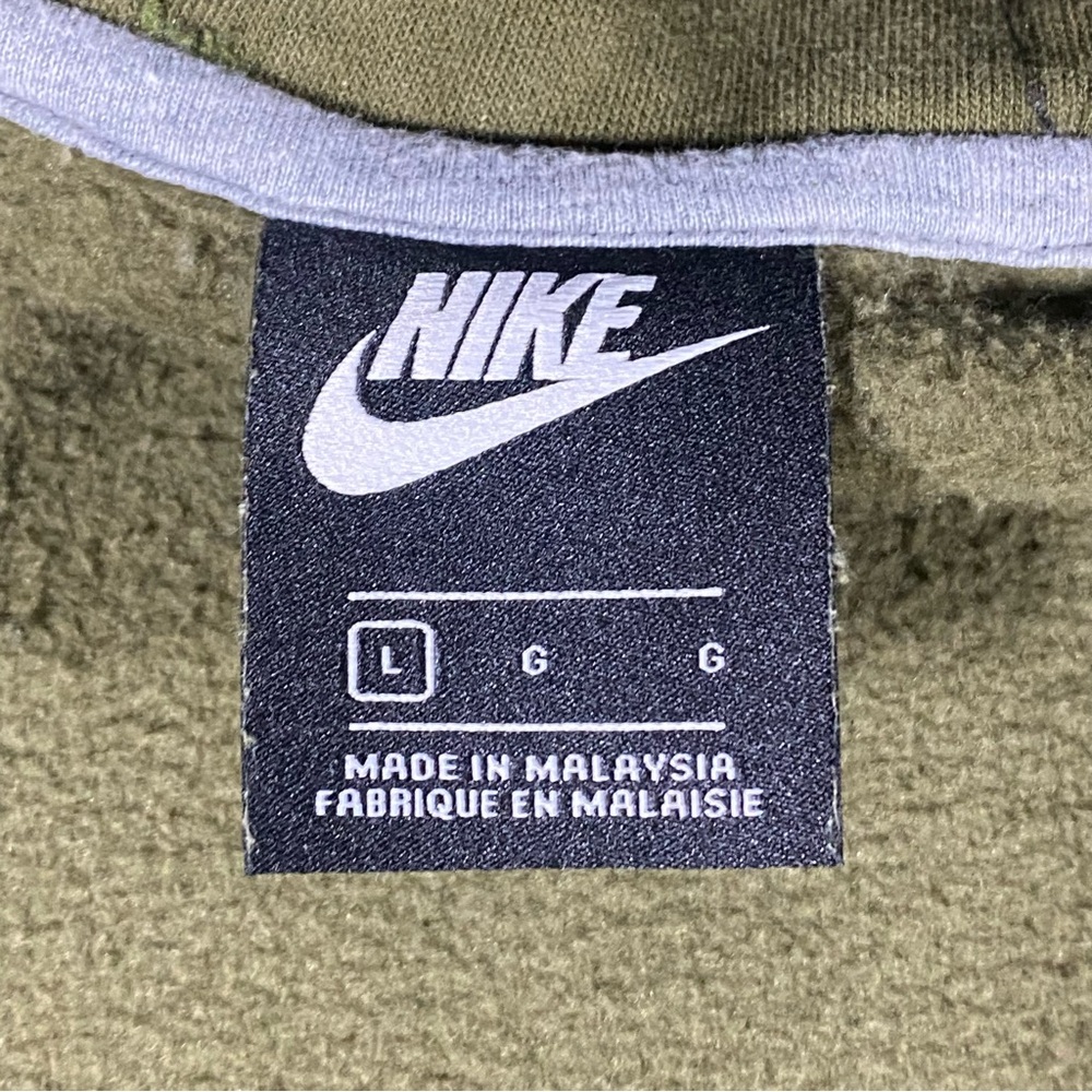 Nike Jacket Men’s Large Olive Green Hood Spell Out Sleeve Polar Fleece HBR Sport - Picture 10 of 13